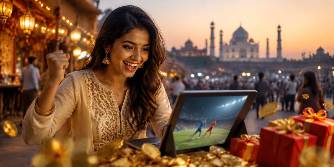 Diwali festival celebration with card game and festive lights