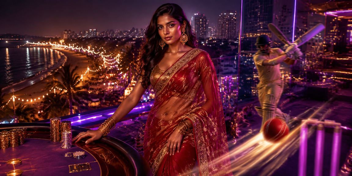 Indian woman enjoying cricket betting on mobile